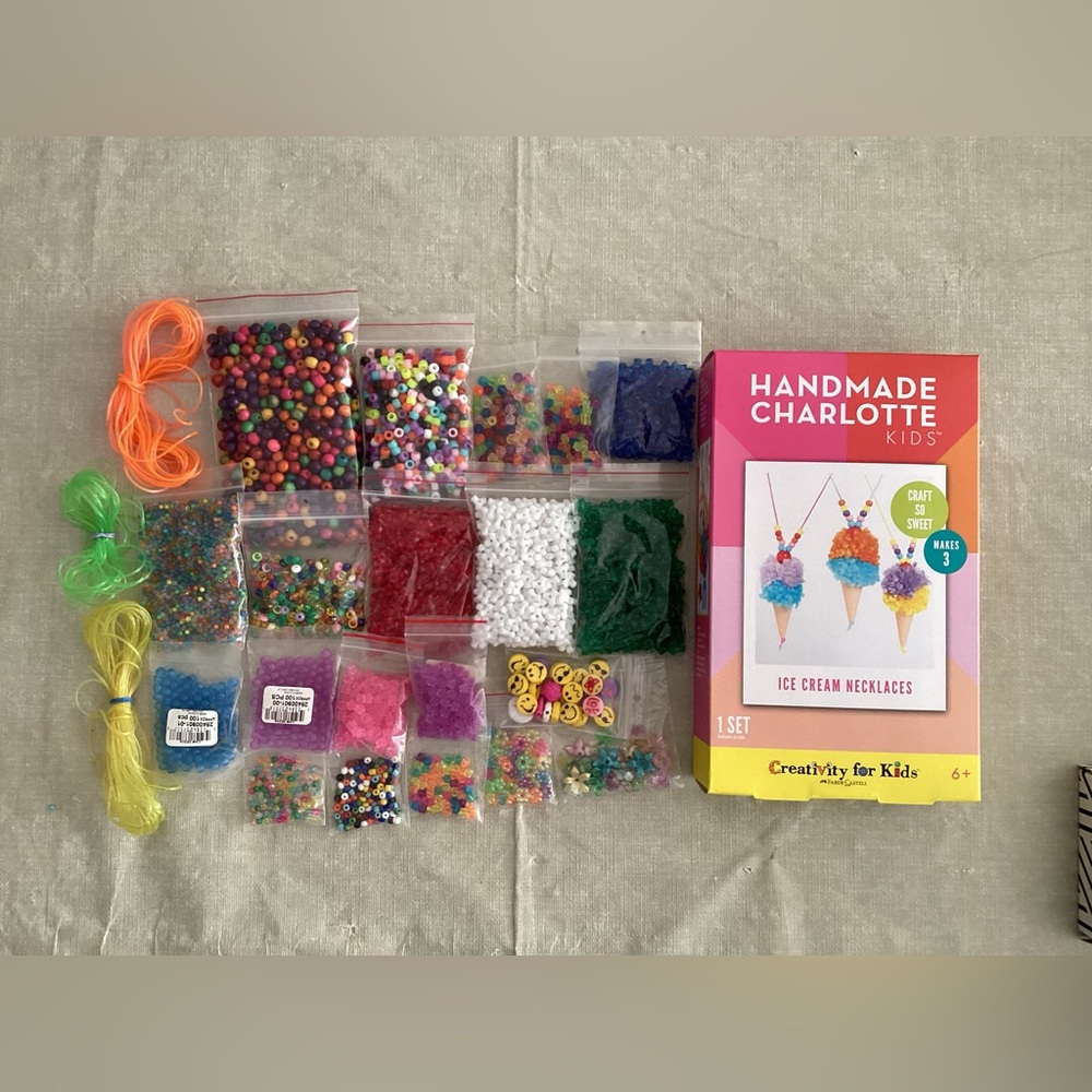 Kids Ice Cream Necklace Craft Kit - Beads - Lacing